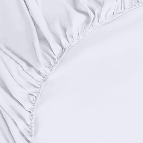 Drap Housse - Blanc, 180x200 cm Coupes de 35 cm pour Matelas épais