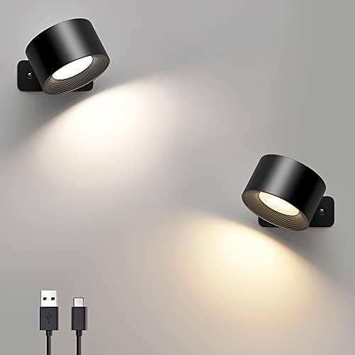 2 lampes mural led sans fil 360 degrès
