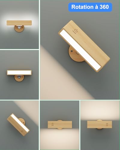 Lot 2 Lampes Murale Sans Fil Rechargeable USB, Réglage de la luminosité