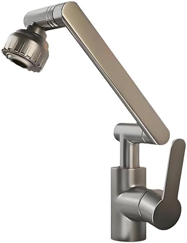 Robinet d'évier de cuisine chromé à bras mécanique universel pivotant robinet de cuisine 2 modes