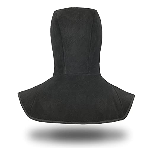Leaseek Capuche de Soudure - Masque Ignifuge en Cuir, Protection Tête et Cou