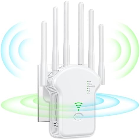 Répéteur WiFi Extérieur avec 6 Antennes, Amplificateur 2024, Support jusqu'à 45 Appareils