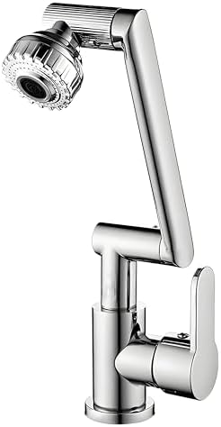 Robinet d'évier de cuisine chromé à bras mécanique universel pivotant robinet de cuisine 2 modes