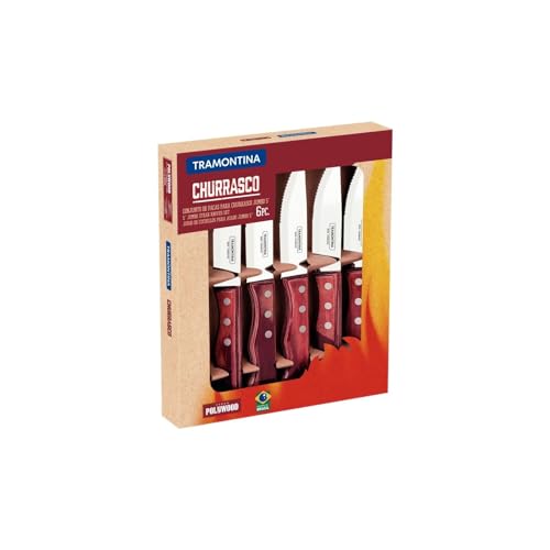 Tramontina - Couteaux à steak Jumbo. 6pcs inox et bois.