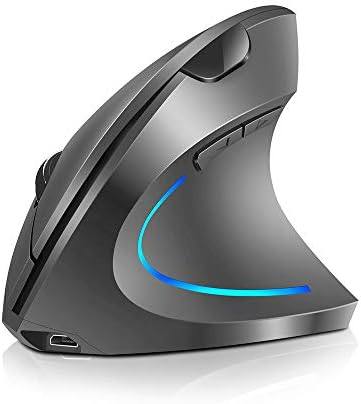WREWING Souris verticale ergonomique sans fil 2,4 GHz avec 4 DPI réglables 800/1200/1600/2400, 6 boutons, compatible avec PC, bureau et Mac - Rose
