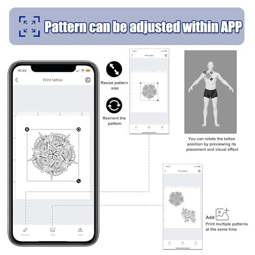 Thermocopieur Tatouage Imprimante de Transfert tatouage Machine Bluetooth avec 10 Feuilles