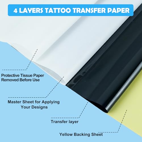 100 Feuilles Papier de Transfert de Tatouage, A4 Papier carbone