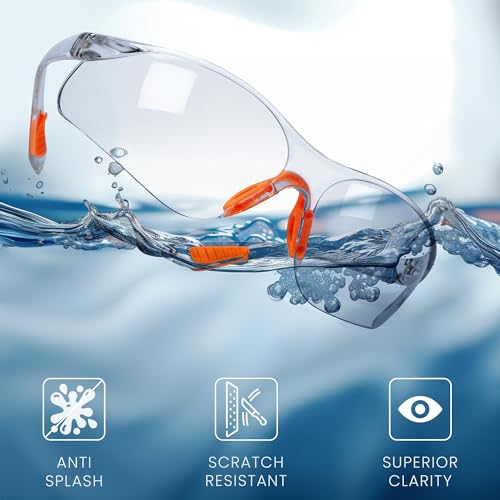 Kurtzy Lot de 12 Lunettes de Sécurité Transparentes - Lunettes de Protection avec Verres en Plastique, Pont-de-Nez et Embouts de Branches en Caoutchouc pour Plus de Confort - Lunette Transparente PPE