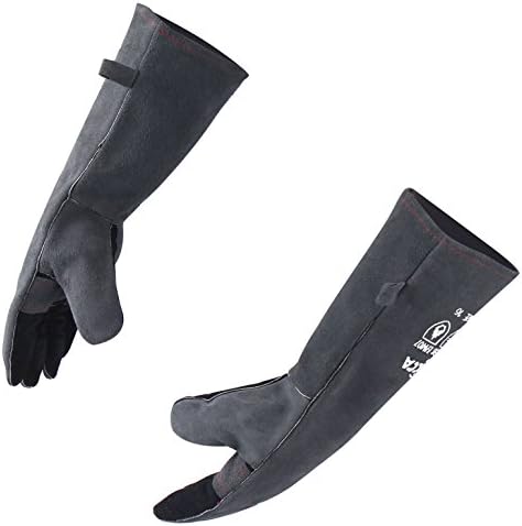 RAPICCA Gants de Soudage en Cuir Résistant à la Chaleur/au feu pour Bâton, Mig, Tig, Forge, Barbecue, Gril, Cheminée, Poêle à bois, four,Marmite