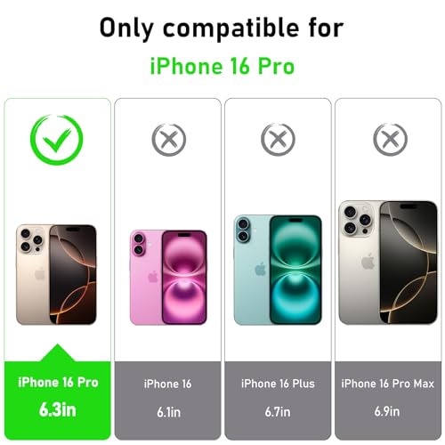 1 Coque pour iPhone 16 Pro avec 2 Verre Trempé et 1 Caméra Protecteur
