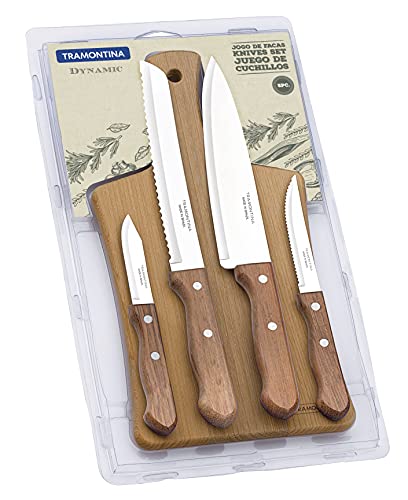 Tramontina Lot de 4 Couteaux de Cuisine + Planche à découper
