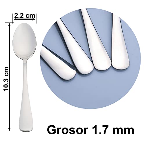 12 cuillères à Moka 10,3x2,2 cm en Acier Inoxydable Hautement Poli
