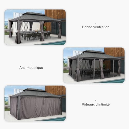 Tonnelle de Jardin Extérieur 5,45 x 3,65 m