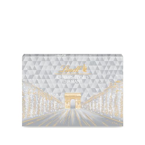 Lindt - Coffret CHAMPS-ÉLYSÉES Édition Diamant - 44 Chocolats Gourmands au Lait, Noir et Blanc, 468g