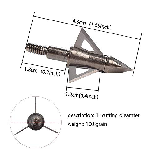 12 Pcs Têtes de Chasse 125 Grains Têtes de Flèches à Visser pour Arbalète