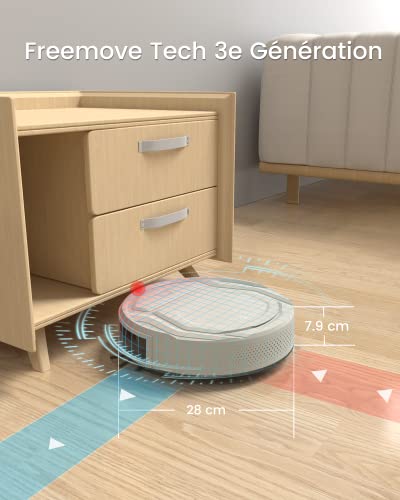 Aspirateur Robot Mince 2200Pa, Silencieux 55dB, Connecté avec WiFi/Bluetooth/Alexa/App, 120min d'Autonomie