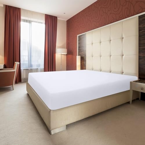 Drap Housse - Blanc, 180x200 cm Coupes de 35 cm pour Matelas épais