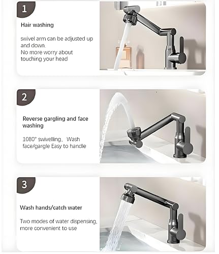 Robinet d'évier de cuisine chromé à bras mécanique universel pivotant robinet de cuisine 2 modes