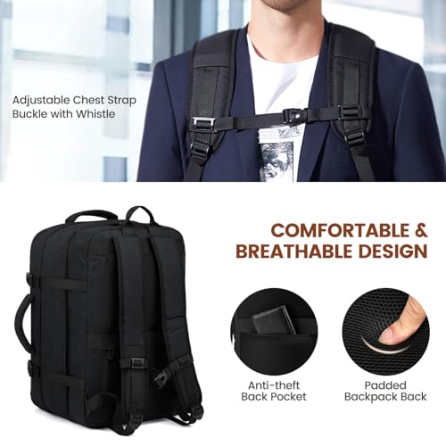 Sac à Dos Voyage Cabine Avion 40L Grand Bagage à Main Antivol Sac à Dos Ordinateur