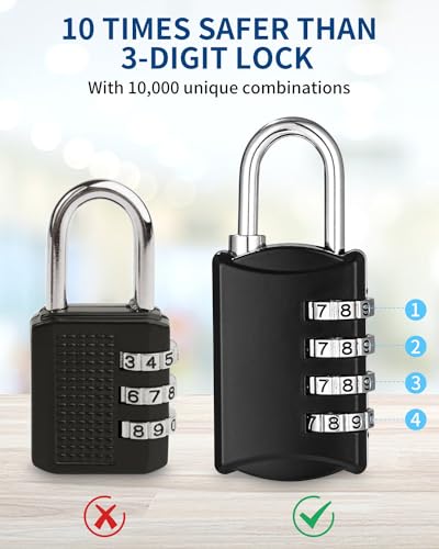 Cadenas à Code 4 Chiffres - Ensemble de 4 Pièces