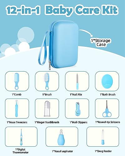 12pcs Trousse de Soin Bébé, Trousse de Toilette Bébé, Bébé Naissance