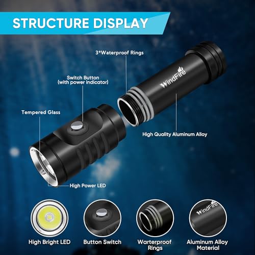 Lampe de Plongée Rechargeable WINDFIRE 3000LM