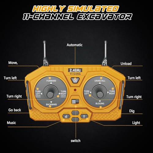 Excavateur télécommandée Jouets pour Enfants Pelle - Rechargeable RC Métal