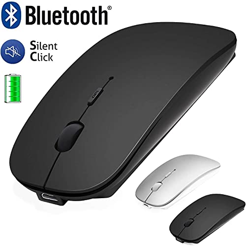 Souris Bluetooth sans fil pour ordinateur portable/Macbook/iPad/iPhone (iOS13.1.2 et versions ultérieures), rechargeable et silencieuse, mini souris