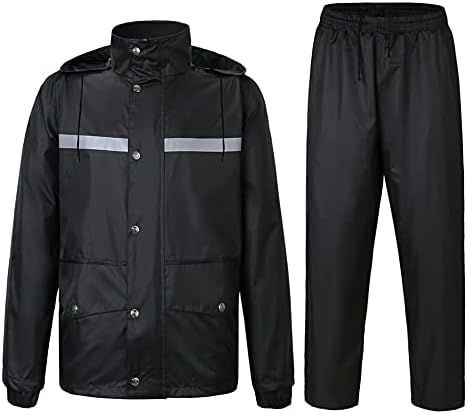 Yukirtiq Combinaison de Pluie Imperméable à Capuche Extérieur Homme Ensemble Veste et Pantalon Imperméables 2 Pièces Manteau Vêtements de Pluie