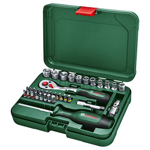 Bosch Home and Garden - Set Cliquet/Douilles 1/4 de 34 Pièces