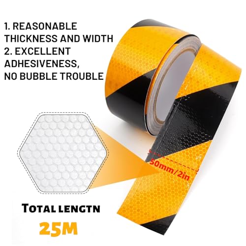 Bande Réfléchissante Autocollante Jaune et Noir (25M x 5cm)
