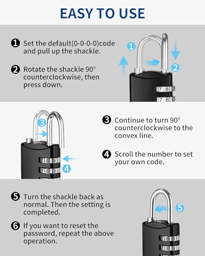 Cadenas à Code 4 Chiffres - Ensemble de 4 Pièces