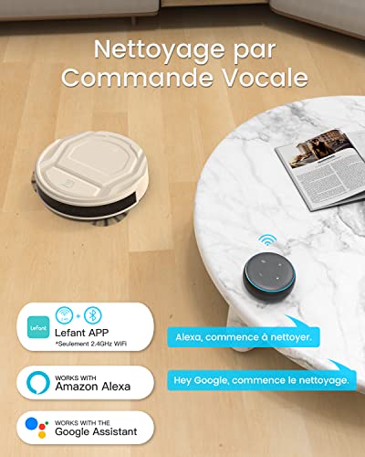 Aspirateur Robot Mince 2200Pa, Silencieux 55dB, Connecté avec WiFi/Bluetooth/Alexa/App, 120min d'Autonomie
