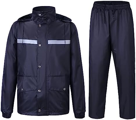Yukirtiq Combinaison de Pluie Imperméable à Capuche Extérieur Homme Ensemble Veste et Pantalon Imperméables 2 Pièces Manteau Vêtements de Pluie