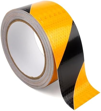 Bande Réfléchissante Autocollante Jaune et Noir (25M x 5cm)
