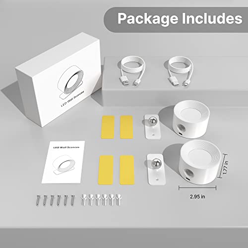 2 lampes mural led sans fil 360 degrès