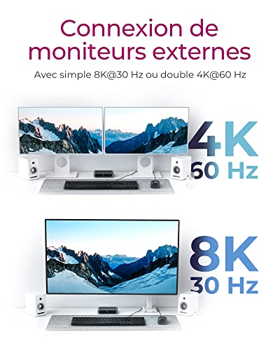 Thunderbolt 4 Dock / HUB (5-en-1), Station d'accueil avec 2 sorties