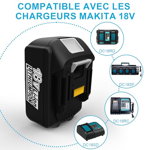 2 Pièces 18V 5500mAh Batterie pour Makita Batterie 18V BL1850 BL1860 BL1840 BL1830