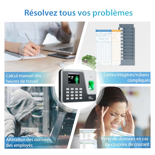 NGTeco Pointeuse Horaire AS10 - Horloge Biométrique