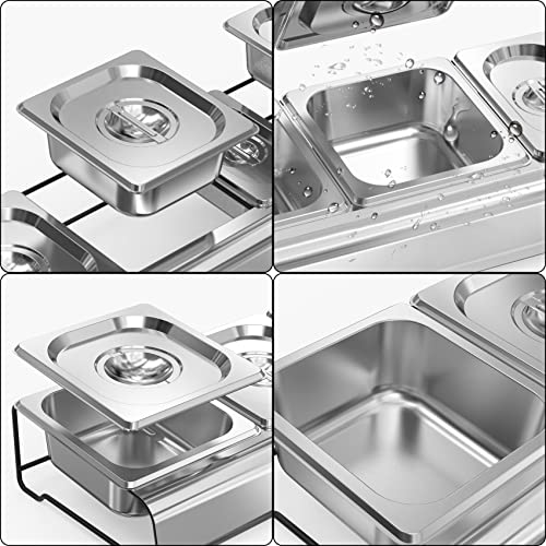 Bac Inox Avec Couvercles pour Restauration et la Cuisine, 5 Bac Rangement Frigo