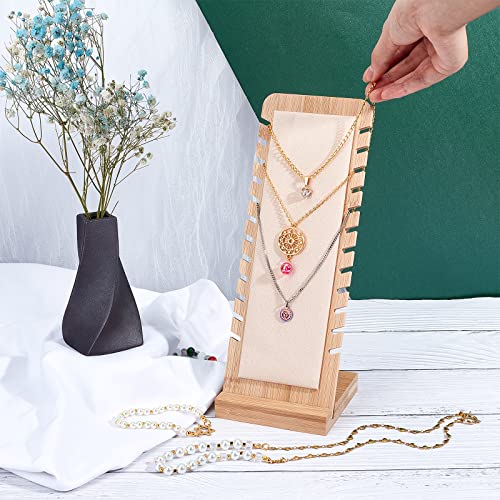 Présentoir à Collier Chevalet en Bois, Porte Bijoux avec 12 Emplacements Rangement 10x9.5x26.5cm
