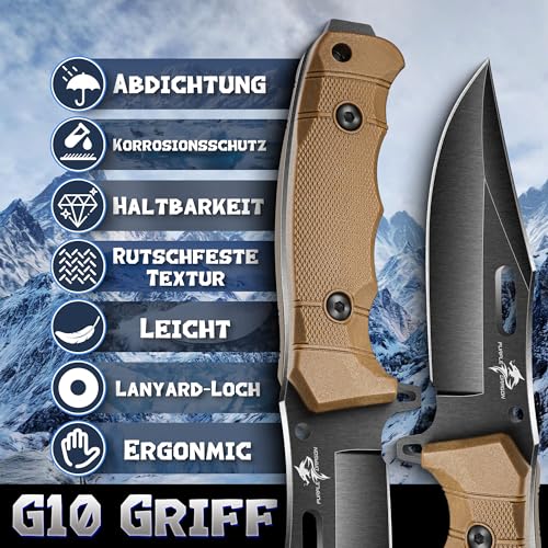 Couteau avec Étui Kydex - Full Tang Outdoor Kaki