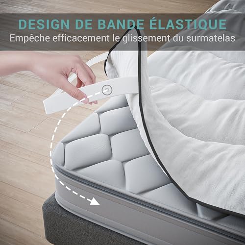 Surmatelas Nuage 160 x 200 cm en Microfibre - Confort Optimal - Moelleux, Anti-acarien,