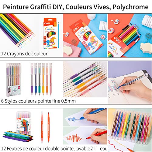 Deli 88 Pcs Kit de Fournitures Scolaires