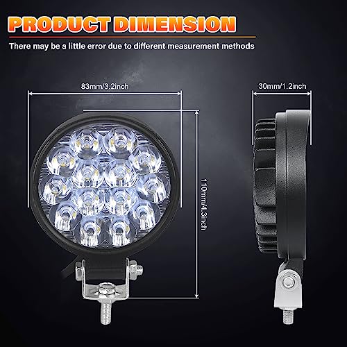 2Pcs rond phare de travail led, 3.2 pouces mini 42W 12V 24V lampe de travail led