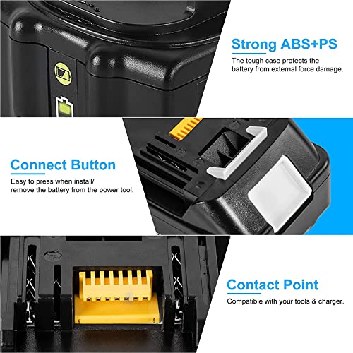 2X 18V 5500mAh Batterie de Remplacement pour Makita + Chargeur Double Port 6A