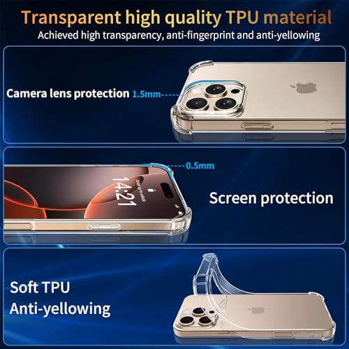 1 Coque pour iPhone 16 Pro avec 2 Verre Trempé et 1 Caméra Protecteur