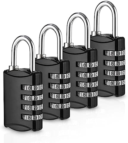 Cadenas à Code 4 Chiffres - Ensemble de 4 Pièces