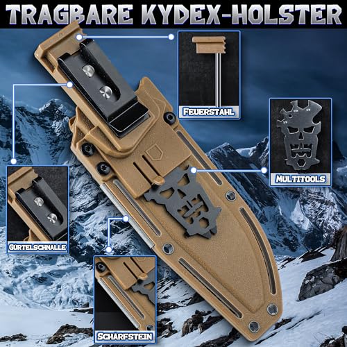 Couteau avec Étui Kydex - Full Tang Outdoor Kaki
