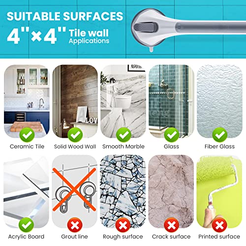 Poignée Ventouse pour Salle de Bain, 43 CM Barres d'appui de Douche Forte Prise pour handicapé